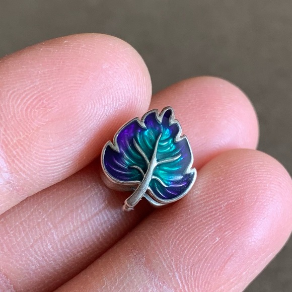 Retired Pandora Purple & Green Leaf Enamel Charm Sterling Silver 925 EUC - Picture 5 of 10